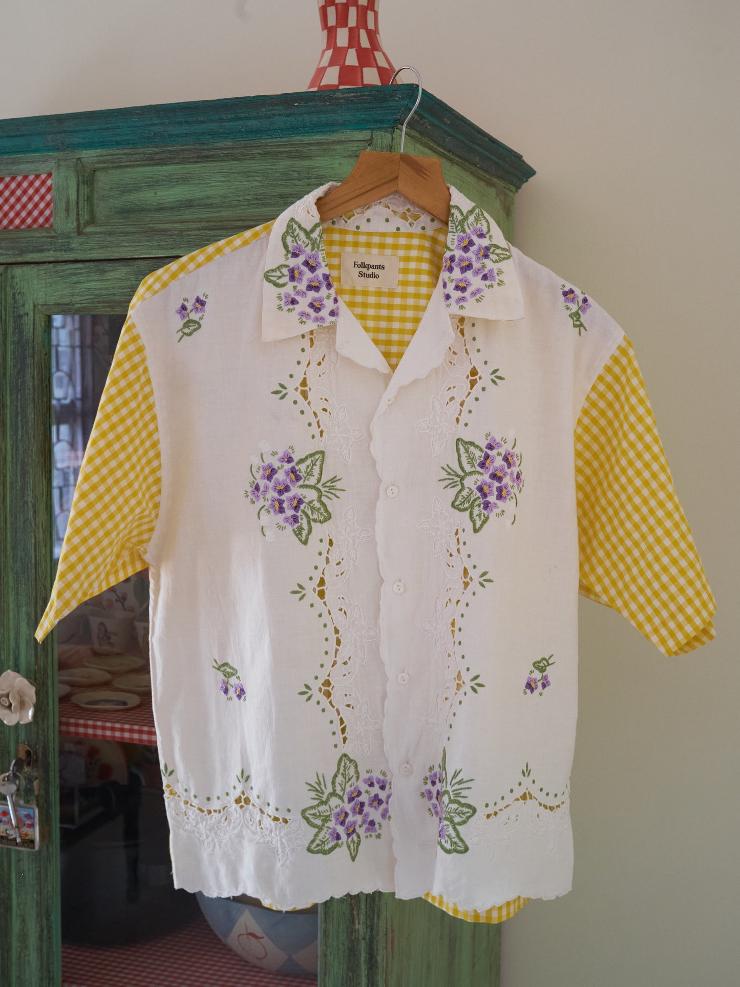 Garden Pansies & Gingham Shirt