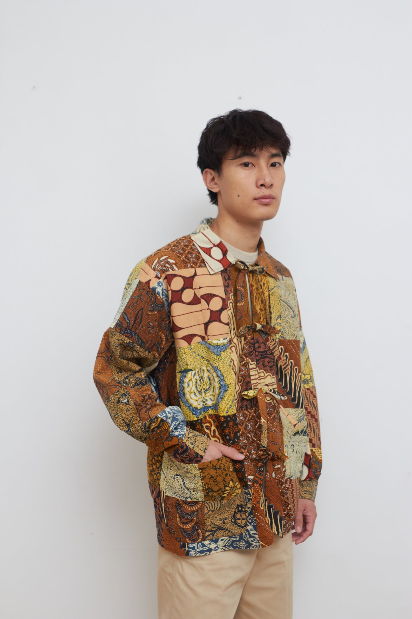 Unisex Vintage Batik Patchwork Chore Jacket