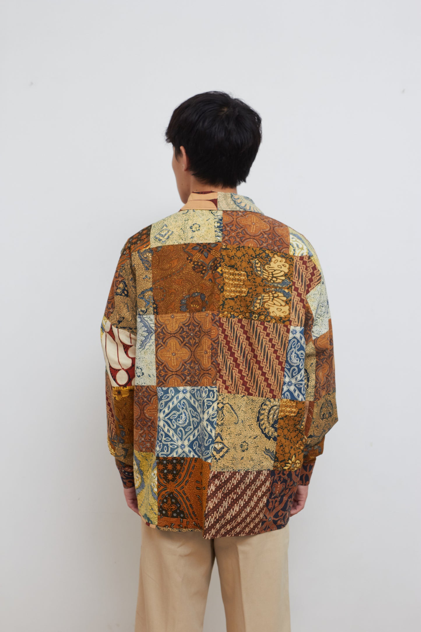 Unisex Vintage Batik Patchwork Chore Jacket