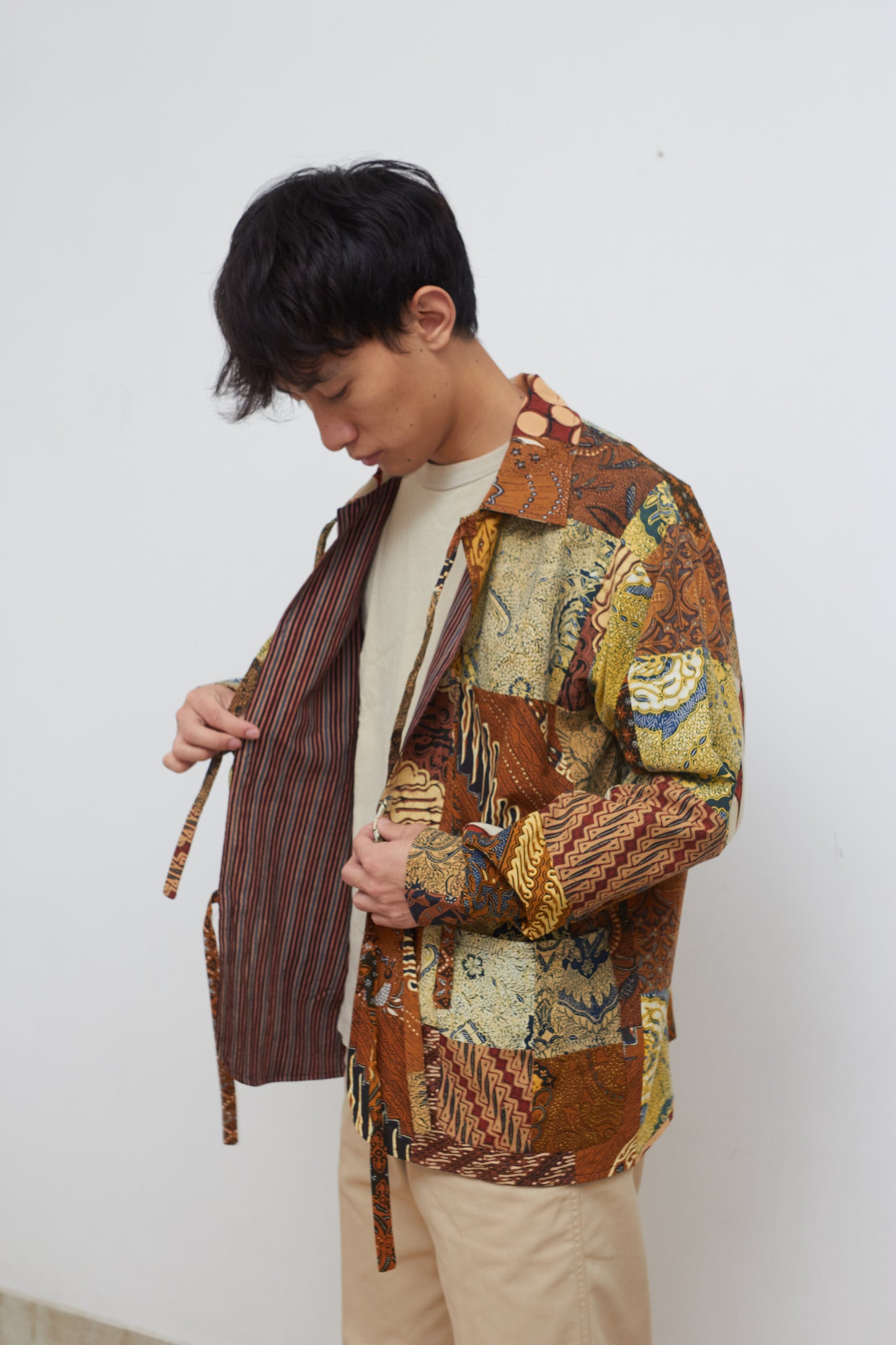 Unisex Vintage Batik Patchwork Chore Jacket