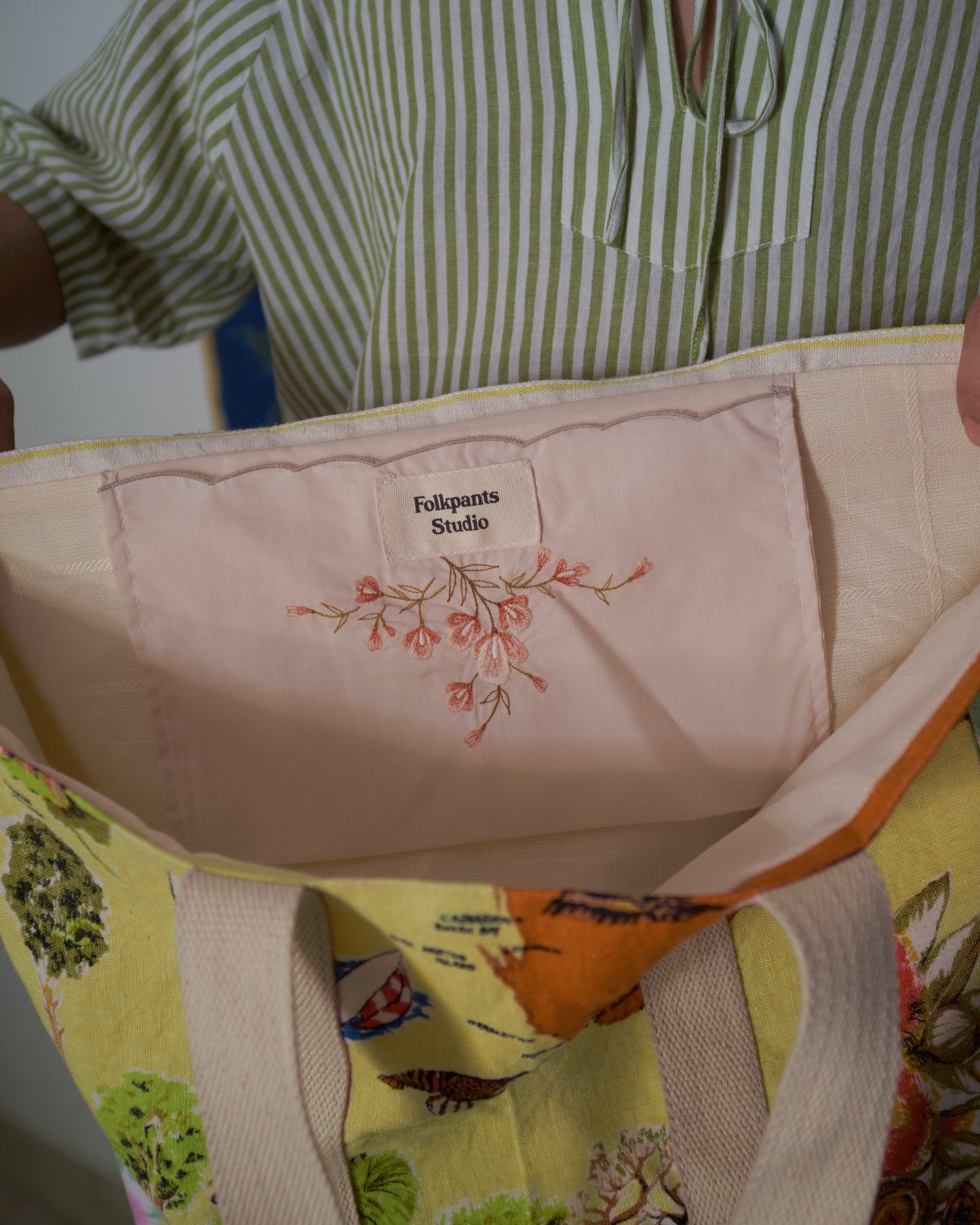 Yellow Map Vintage Tea Towel Tote