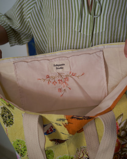 Yellow Map Vintage Tea Towel Tote
