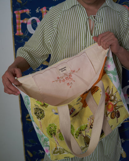 Yellow Map Vintage Tea Towel Tote