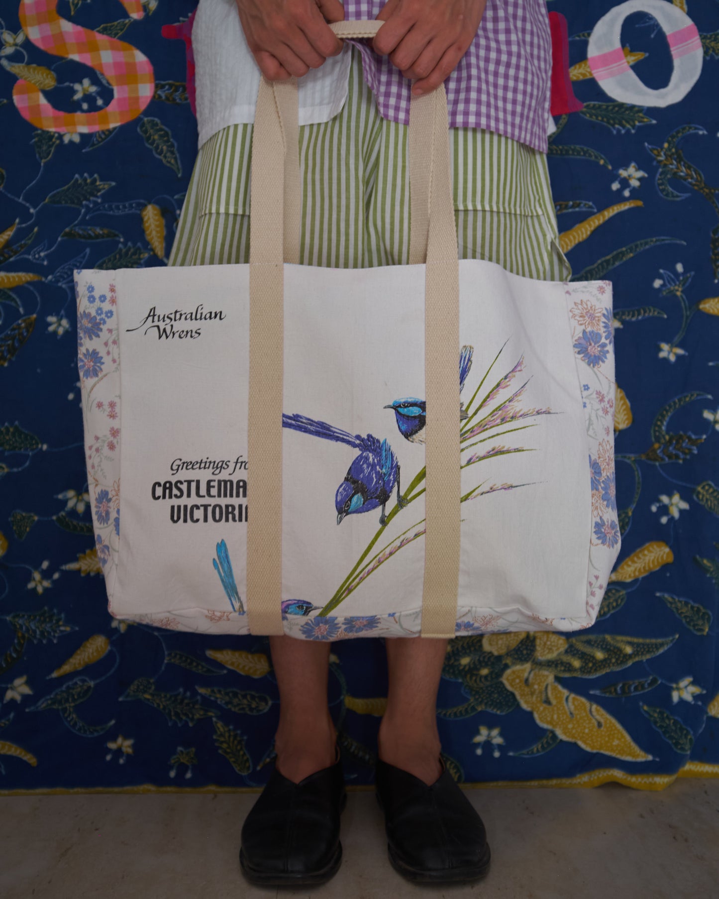 Australian Wrens Vintage Tea Towel Tote