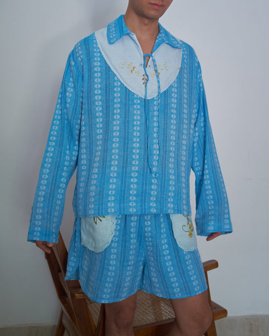 Yellow Orange & Brown Yoke Shirt