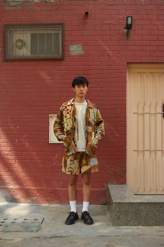 Unisex Vintage Batik Patchwork Chore Jacket