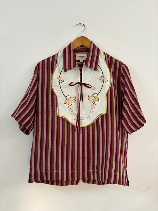 Flower Vine Yoke Cropped Shirt