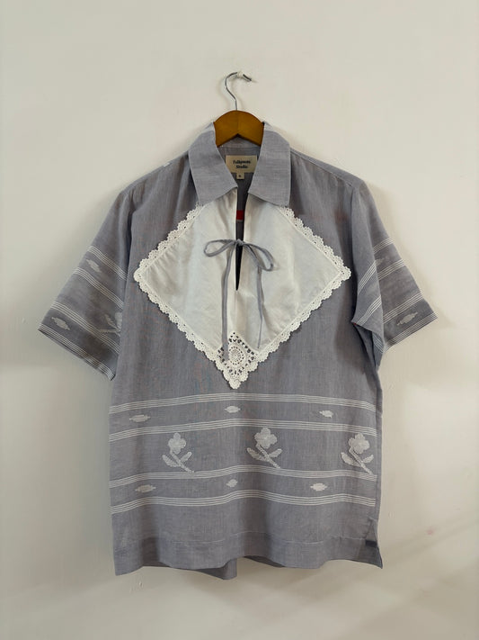 White & Grey Yoke Shirt